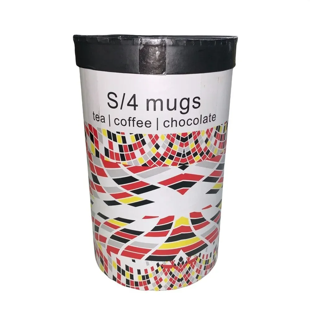 Retro MCM Set of 4 Geo Print Coffee Tea Chocolate Mugs Cups Drinkware